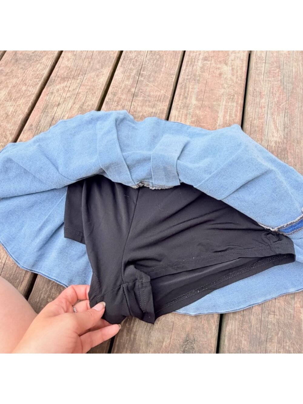 Y2K Refuge Denim Pleated Mini Skirt With Built-In Shorts Small - Picture 6 of 6